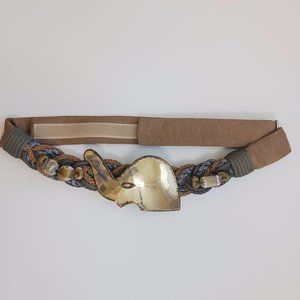 Vintage Carolyn Tanner Designs Women's Braided Elephant Ribbon Adjustable Belt